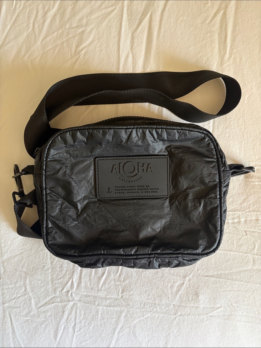 ALOHA Collection Black Crossbody Belt Bag with Adjustable Strap